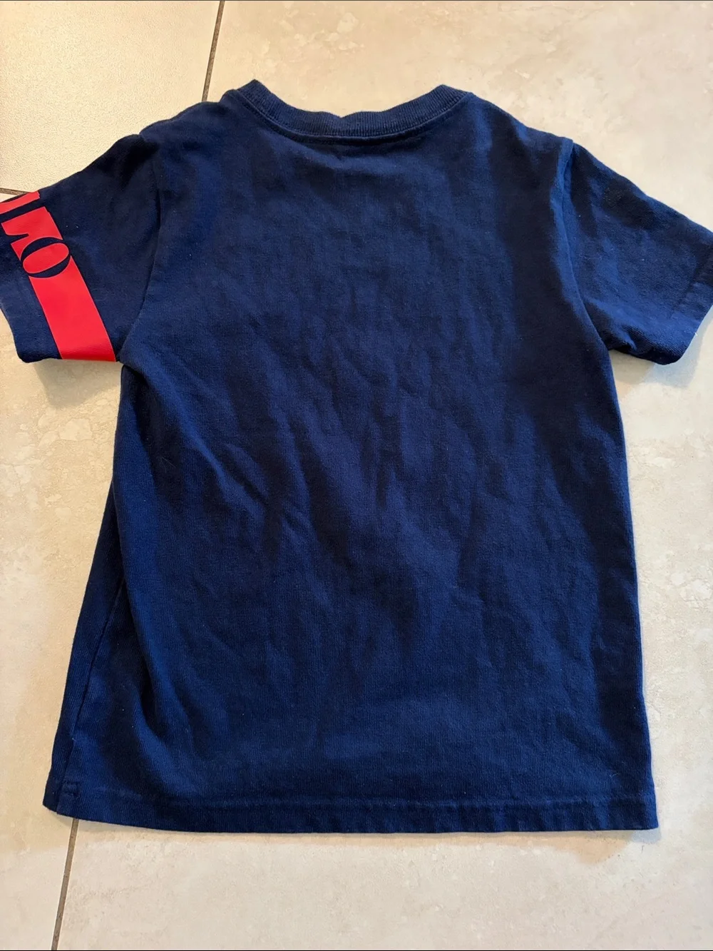 Ralph Lauren Navy Short Sleeve Tee with Red Logo & Sleeve Accent